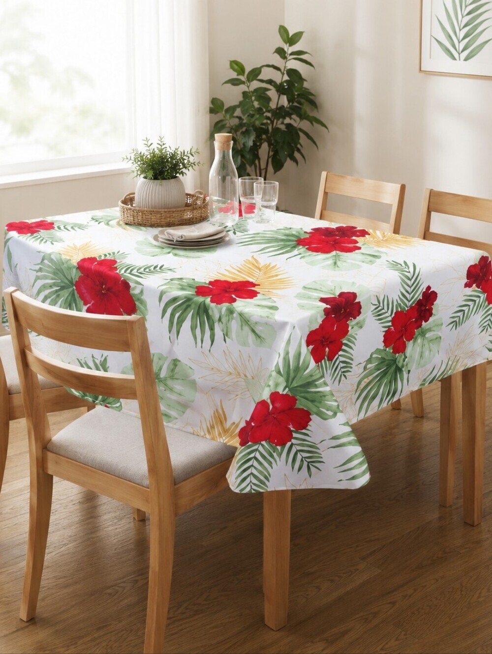 NEW Luau Party Tablecloth Hibiscus Tropical Dining Table Decor 58x94